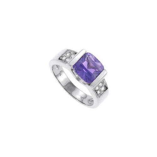 Amethyst and Diamond Ring : 14K White Gold - 1.00 CT TGW-JewelryKorner-com