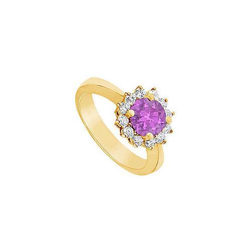 Amethyst and Diamond Ring : 14K Yellow Gold - 1.50 CT TGW-JewelryKorner-com
