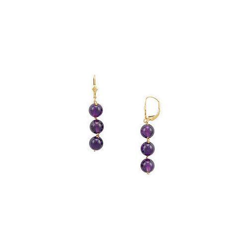 Amethyst Drop Earrings : 14K Yellow Gold - 20.00 CT TGW-JewelryKorner-com