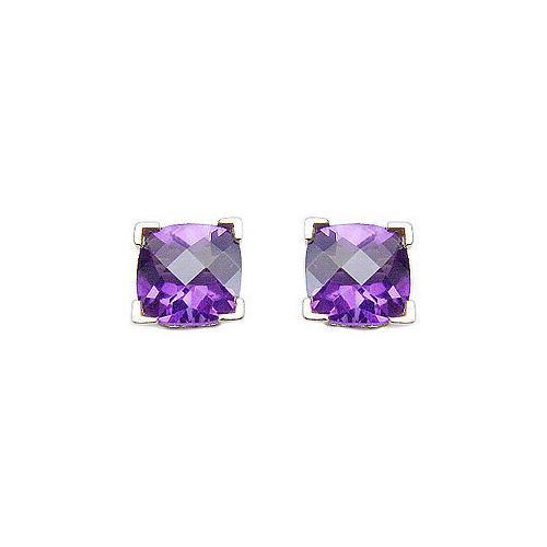 Amethyst Earrings : 14K White Gold - 2.25 CT TGW-JewelryKorner-com