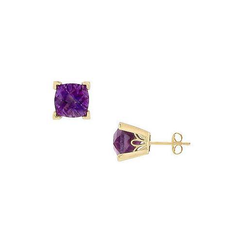 Amethyst Earrings : 14K Yellow Gold - 1.25 CT TGW-JewelryKorner-com