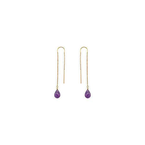 Amethyst Thread Earrings : 14K Yellow Gold - 2.00 CT TGW-JewelryKorner-com