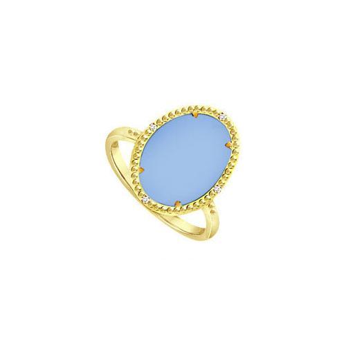 Aqua Chalcedony and Cubic Zirconia Ring in 18K Yellow Gold Overlay Sterling Silver 15.08 Carat T-JewelryKorner-com