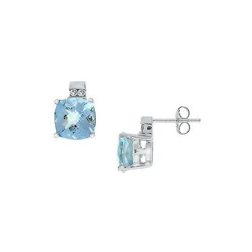 Aquamarine and Diamond Earrings : 14K White Gold - 2.50 CT TGW-JewelryKorner-com