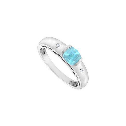 Aquamarine and Diamond Ring : 14K White Gold - 0.66 CT TGW-JewelryKorner-com