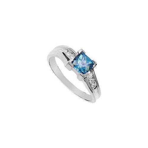 Aquamarine and Diamond Ring : 14K White Gold - 0.75 CT TGW-JewelryKorner-com