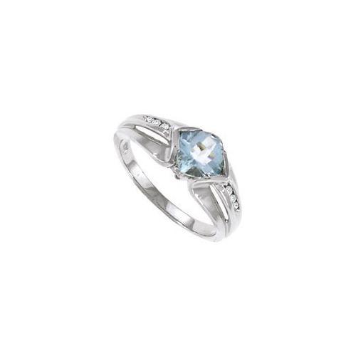 Aquamarine and Diamond Ring : 14K White Gold - 1.00 CT TGW-JewelryKorner-com
