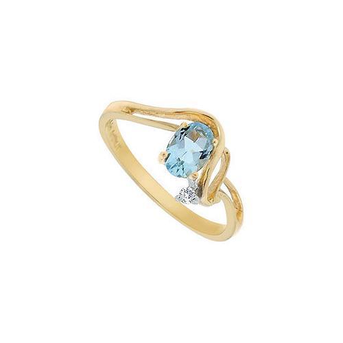 Aquamarine and Diamond Ring : 14K Yellow Gold - 0.50 CT TGW-JewelryKorner-com