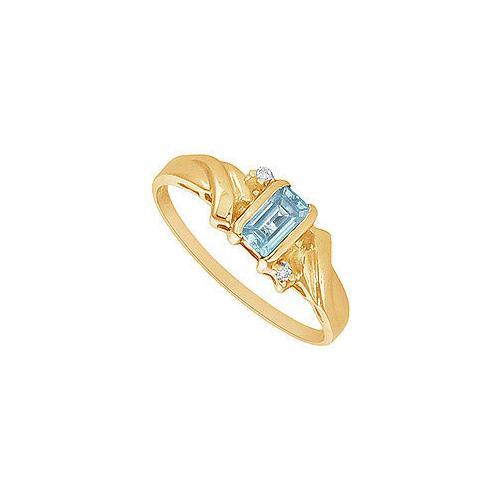 Aquamarine and Diamond Ring : 14K Yellow Gold - 1.00 CT TGW-JewelryKorner-com