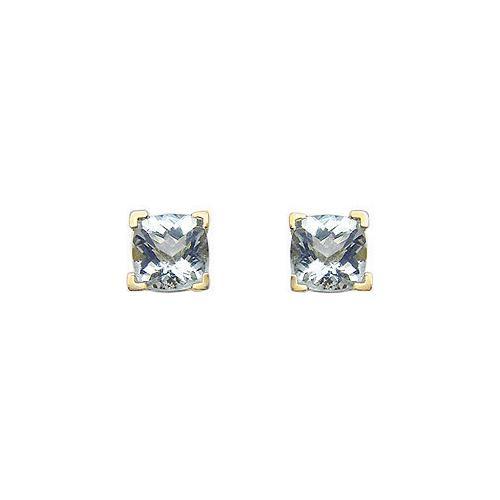 Aquamarine Earrings : 14K Yellow Gold - 1.25 CT TGW-JewelryKorner-com