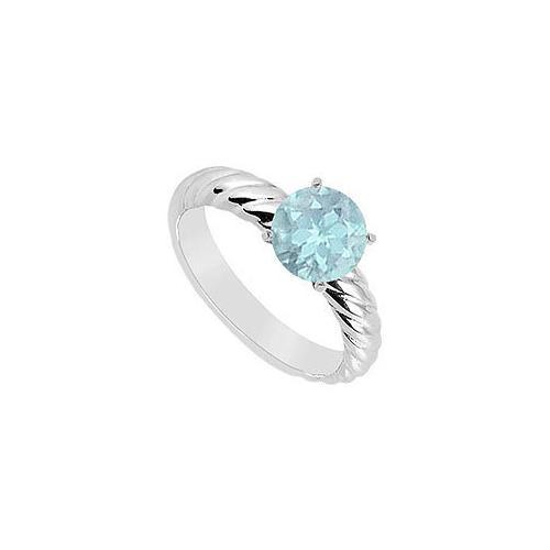 Aquamarine Ring : 14K White Gold - 1.00 CT TGW-JewelryKorner-com