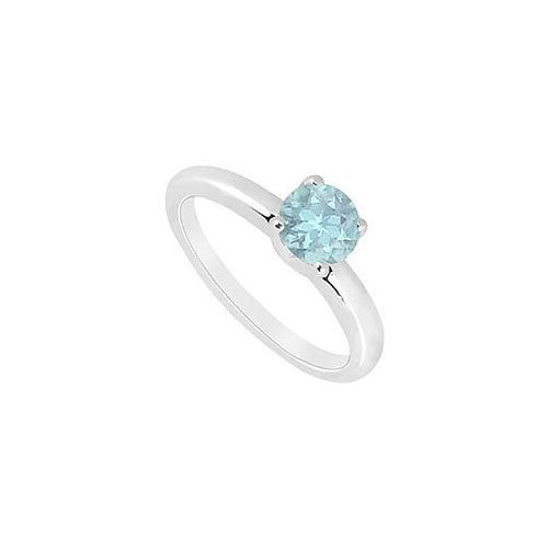 Aquamarine Ring : 14K White Gold - 1.00 CT TGW-JewelryKorner-com