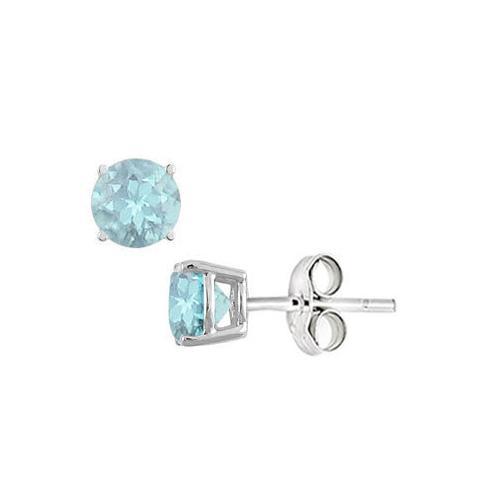 Aquamarine Stud Earrings in Sterling Silver 2.00 CT TGW-JewelryKorner-com