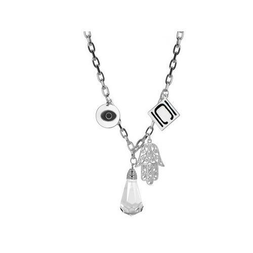 Authentic Nikki Chu Silver Cable Link Necklace With Charms ( Case of 1 )-JewelryKorner-com