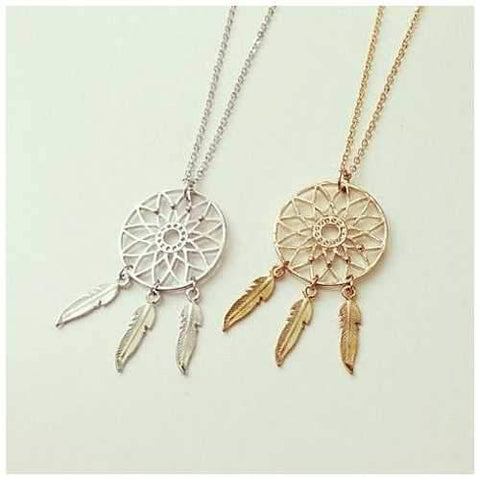 BELIEVE The Dream Catcher Necklaces In Yellow And White Gold Plating-JewelryKorner-com