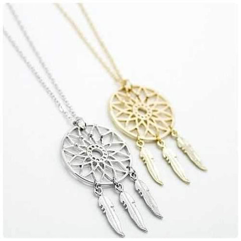 BELIEVE The Dream Catcher Necklaces In Yellow And White Gold Plating-JewelryKorner-com