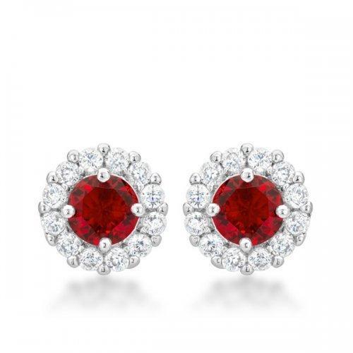 Bella Bridal Earrings In Ruby Red (pack of 1 ea)-JewelryKorner-com