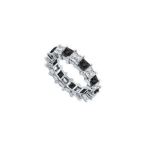 Black and White Diamond Eternity Band : 14K White Gold  4.00 CT Diamonds-JewelryKorner-com