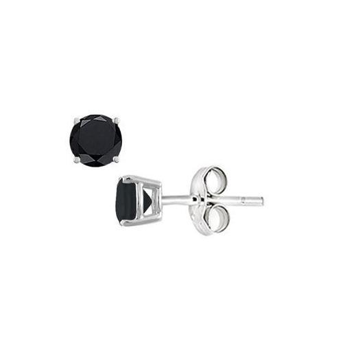 Black Onyx Stud Earrings in Sterling Silver 2.00 CT TGW-JewelryKorner-com