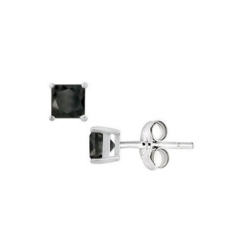 Black Onyx Stud Earrings in Sterling Silver 2.00 CT TGW-JewelryKorner-com