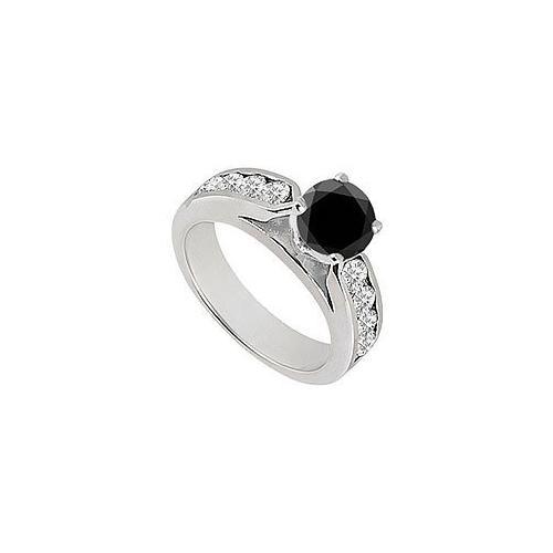 Black & White Diamond Engagement Ring 14K White Gold 0.75 CT TDW-JewelryKorner-com