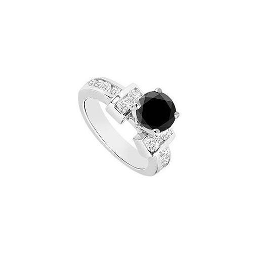 Black & White Diamond Engagement Ring 14K White Gold 0.85 CT TDW-JewelryKorner-com