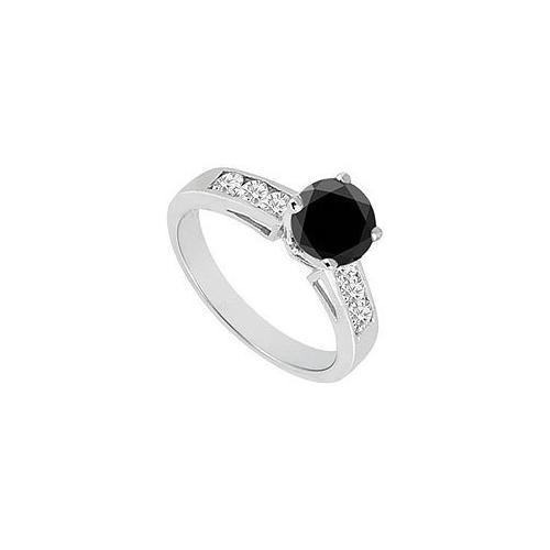 Black & White Diamond Engagement Ring 14K White Gold 1.00 CT TDW-JewelryKorner-com