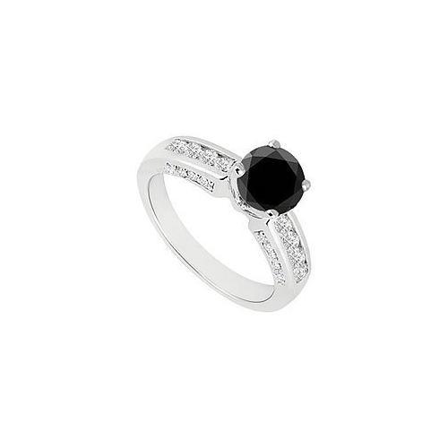 Black & White Diamond Engagement Ring 14K White Gold 1.10 CT TDW-JewelryKorner-com