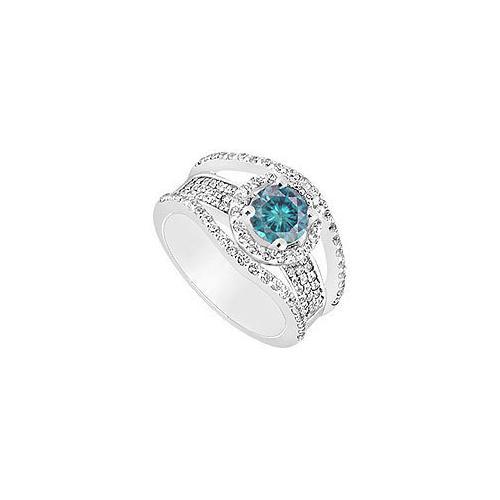 Blue Diamond Engagement Ring : 14K White Gold - 1.25 CT Diamonds-JewelryKorner-com