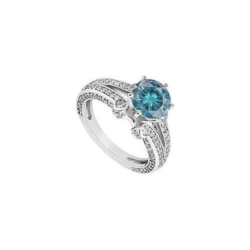 Blue Diamond Engagement Ring : 14K White Gold - 1.25 CT Diamonds-JewelryKorner-com