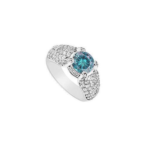 Blue Diamond Engagement Ring : 14K White Gold - 2.00 CT Diamonds-JewelryKorner-com
