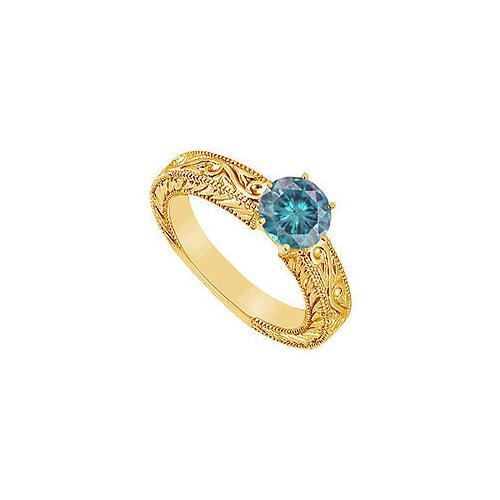 Blue Diamond Ring : 14K Yellow Gold - 0.50 CT Diamonds-JewelryKorner-com
