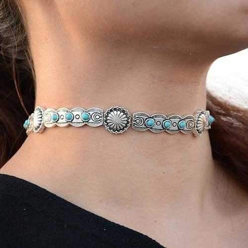 Blue Moon Choker Necklace In Antique Finish-JewelryKorner-com