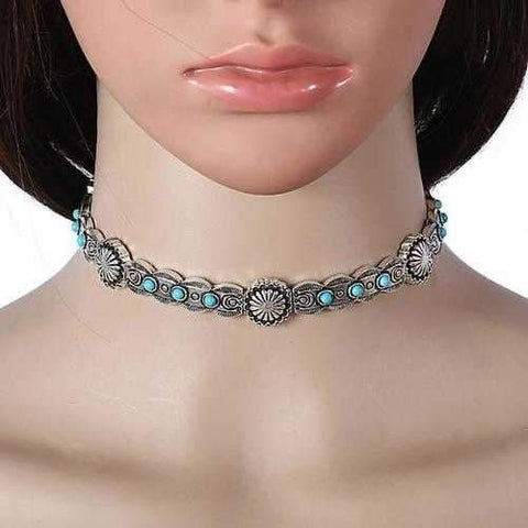 Blue Moon Choker Necklace In Antique Finish-JewelryKorner-com