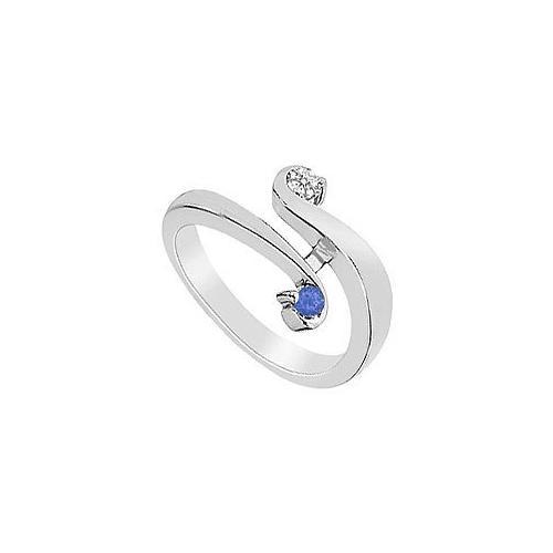 Blue Sapphire and Diamond Ring : 14K White Gold - 0.20 CT TGW-JewelryKorner-com