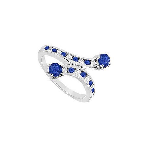 Blue Sapphire and Diamond Ring : 14K White Gold - 1.00 CT TGW-JewelryKorner-com