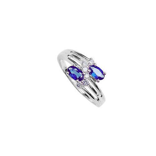 Blue Sapphire and Diamond Ring : 14K White Gold - 2.00 CT TGW-JewelryKorner-com