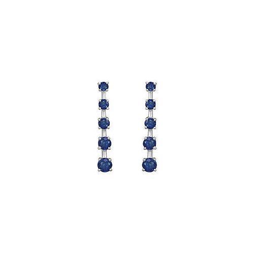 Blue Sapphire Journey Earrings : 14K White Gold - 2.00 CT TGW-JewelryKorner-com