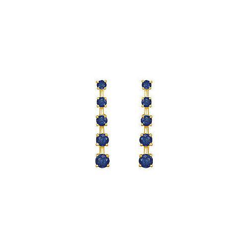 Blue Sapphire Journey Earrings : 14K Yellow Gold - 2.00 CT TGW-JewelryKorner-com