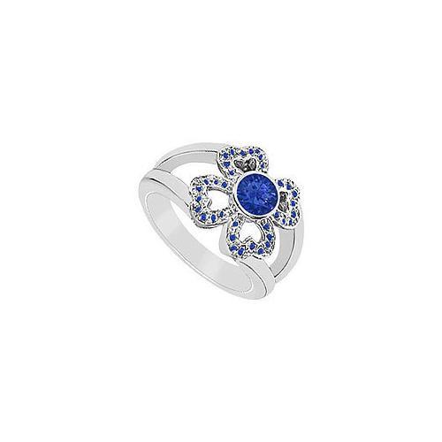 Blue Sapphire Ring : 14K White Gold - 0.50 CT TGW-JewelryKorner-com