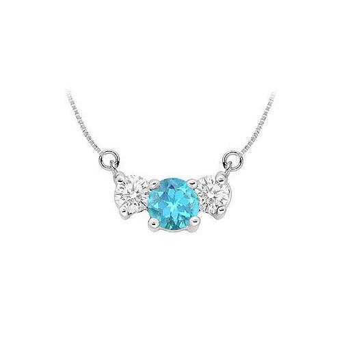 Blue Topaz and Cubic Zirconia Pendant : .925 Sterling Silver - 1.50 CT TGW-JewelryKorner-com