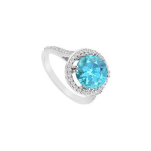 Blue Topaz and Cubic Zirconia Ring : .925 Sterling Silver - 1.25 CT TGW-JewelryKorner-com
