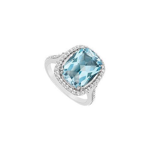 Blue Topaz and Cubic Zirconia Ring : .925 Sterling Silver - 9.00 CT TGW-JewelryKorner-com