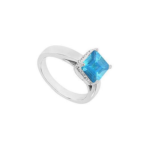 Blue Topaz and Diamond Ring : 14K White Gold - 0.83 CT TGW-JewelryKorner-com