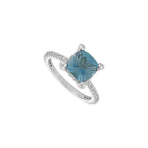 Blue Topaz and Diamond Ring : 14K White Gold - 2.50 CT TGW-JewelryKorner-com