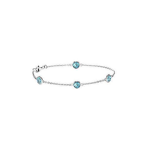 Blue Topaz Bracelet : .925 Sterling Silver - 2.00 CT TGW-JewelryKorner-com