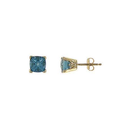 Blue Topaz Earrings : 14K Yellow Gold - 1.25 CT TGW-JewelryKorner-com