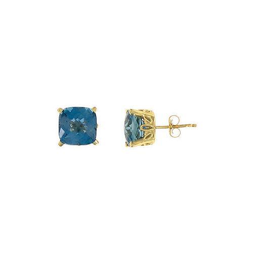 Blue Topaz Earrings : 14K yellow gold - 3.00 CT TGW-JewelryKorner-com