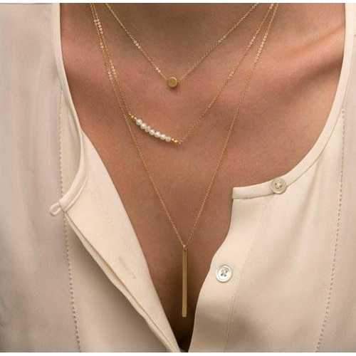 BOGO DEAL - I Smile Because Of You Layered Gold Necklace With Pearls-JewelryKorner-com