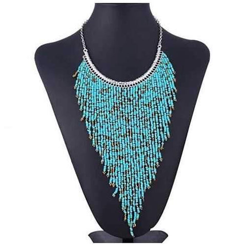 Bohemian Beads Waterfall Necklace-JewelryKorner-com